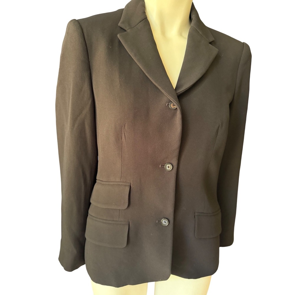 The Row Womens Black Silk Lined 3-Button Crepe Blazer Jacket Made in USA Size 6